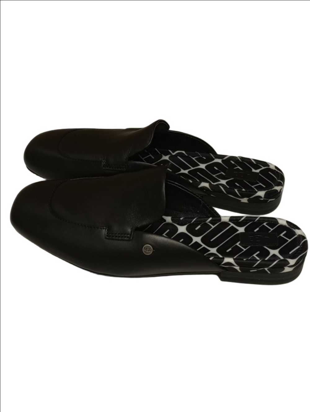 🆕 UGG "JANAYA" BLACK LAMB LEATHER MULES WITH LOGO LINING ◾NWOT - Picture 3 of 11